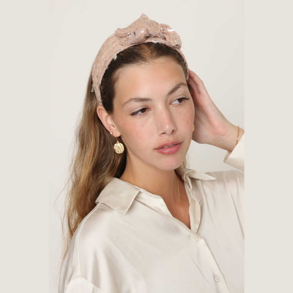 Pink Glitter Small Bow Headband