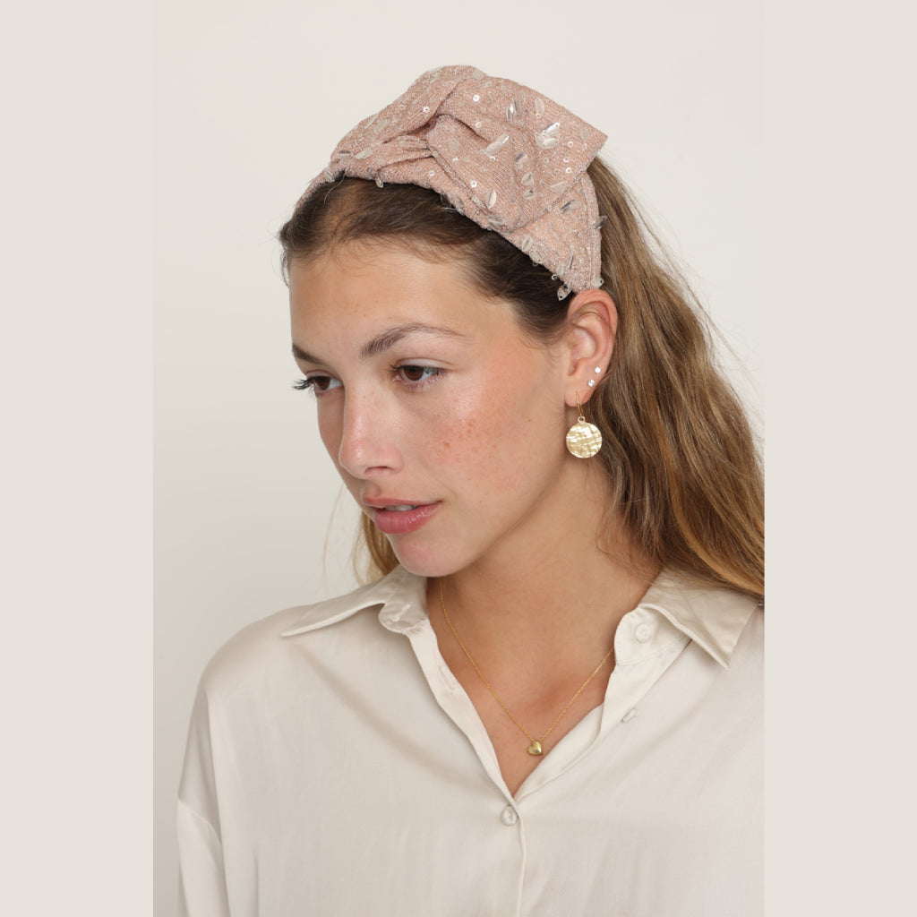 Pink Glitter Bow Headband