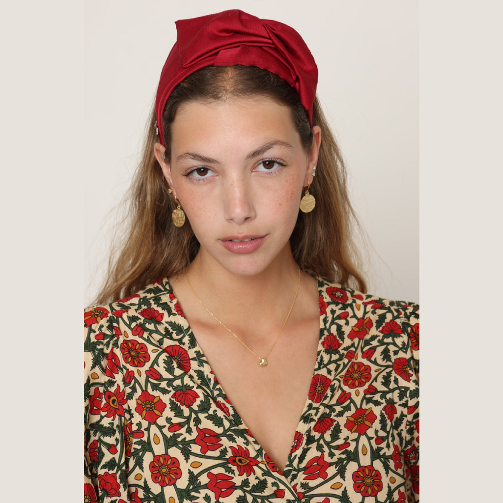 Red Satin Bow Headband