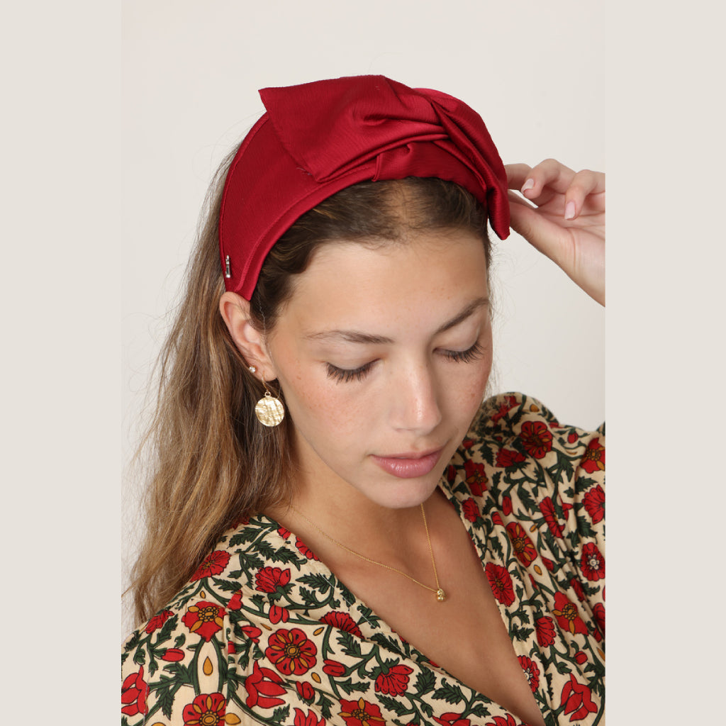 Red Satin Bow Headband