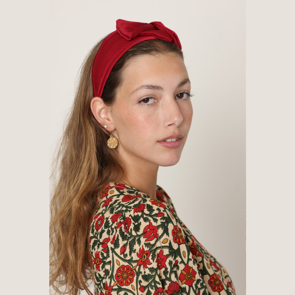 Red Satin Small Bow Headband