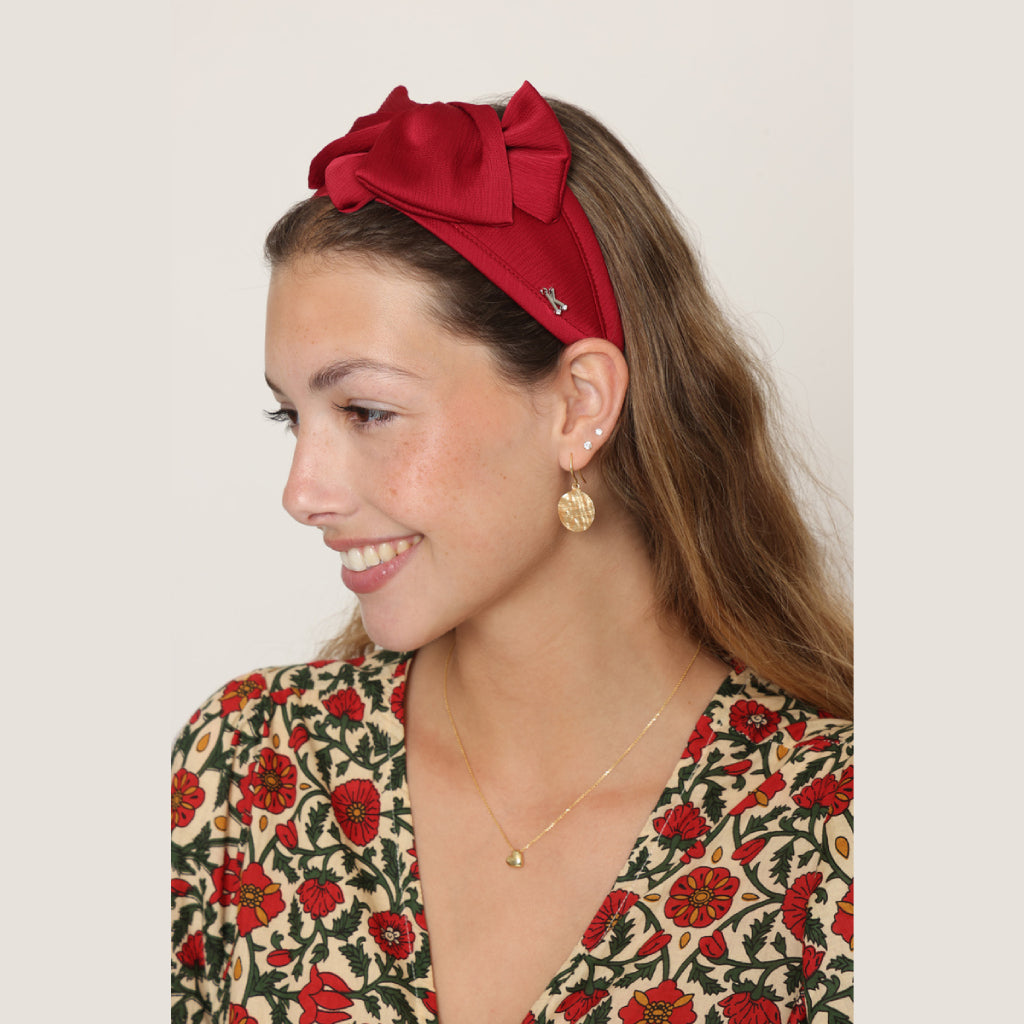 Red Satin Small Bow Headband
