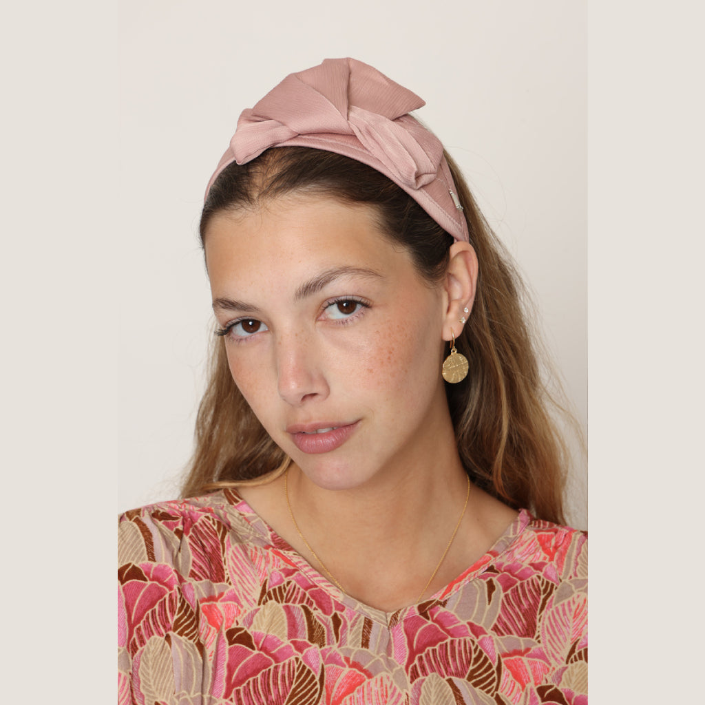 Pink Satin Small Bow Headband