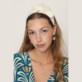Off White Satin Small Bow Headband