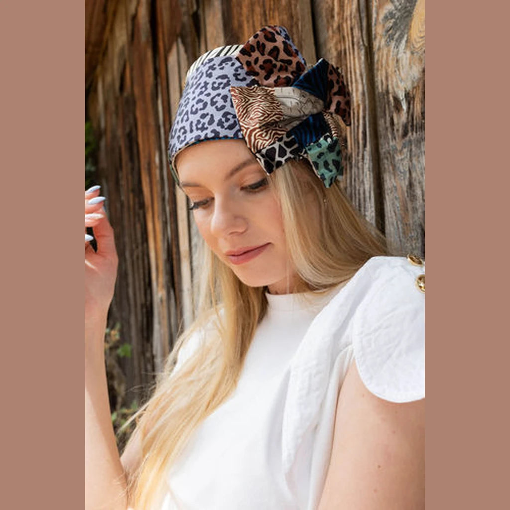 Blue Leopard Print Partial / Full Coverage Headwrap