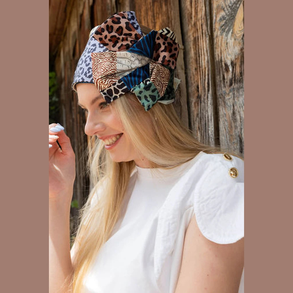 Blue Leopard Print Partial / Full Coverage Headwrap
