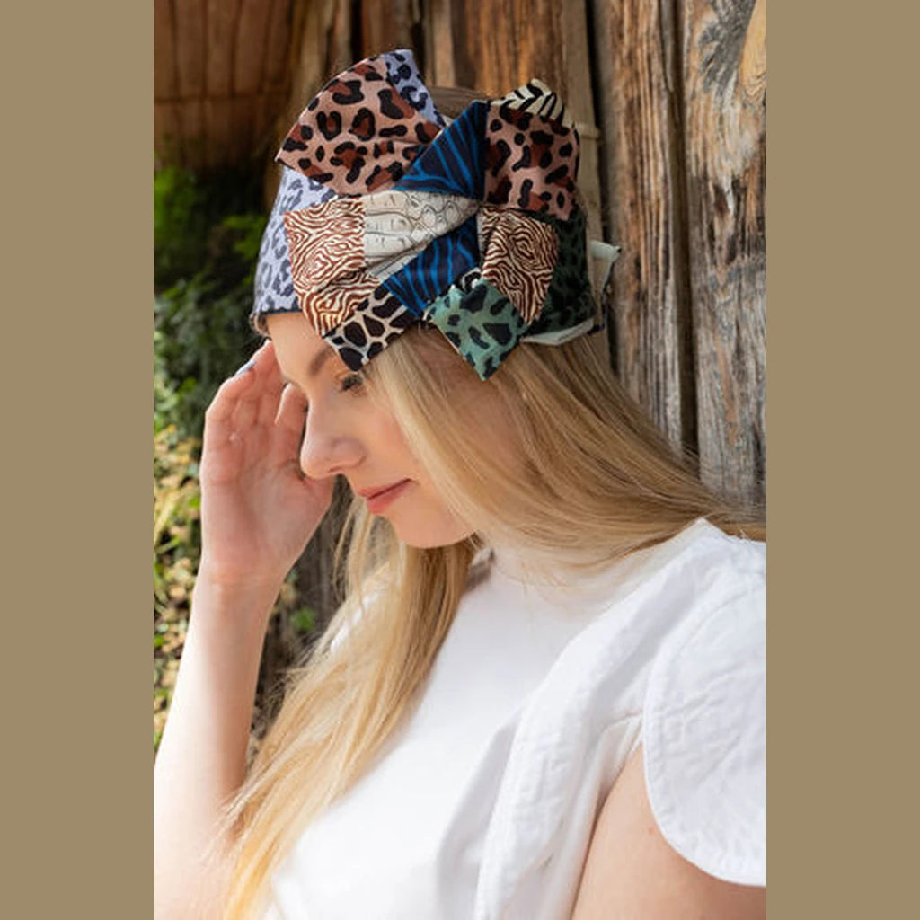 Blue Leopard Print Partial / Full Coverage Headwrap