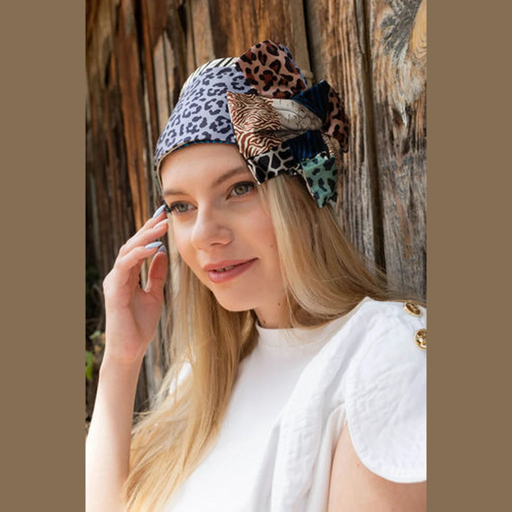 Blue Leopard Print Partial / Full Coverage Headwrap