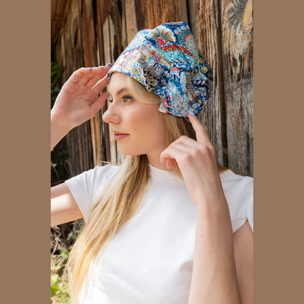 Light Blue Paisley Partial / Full Coverage Headwrap