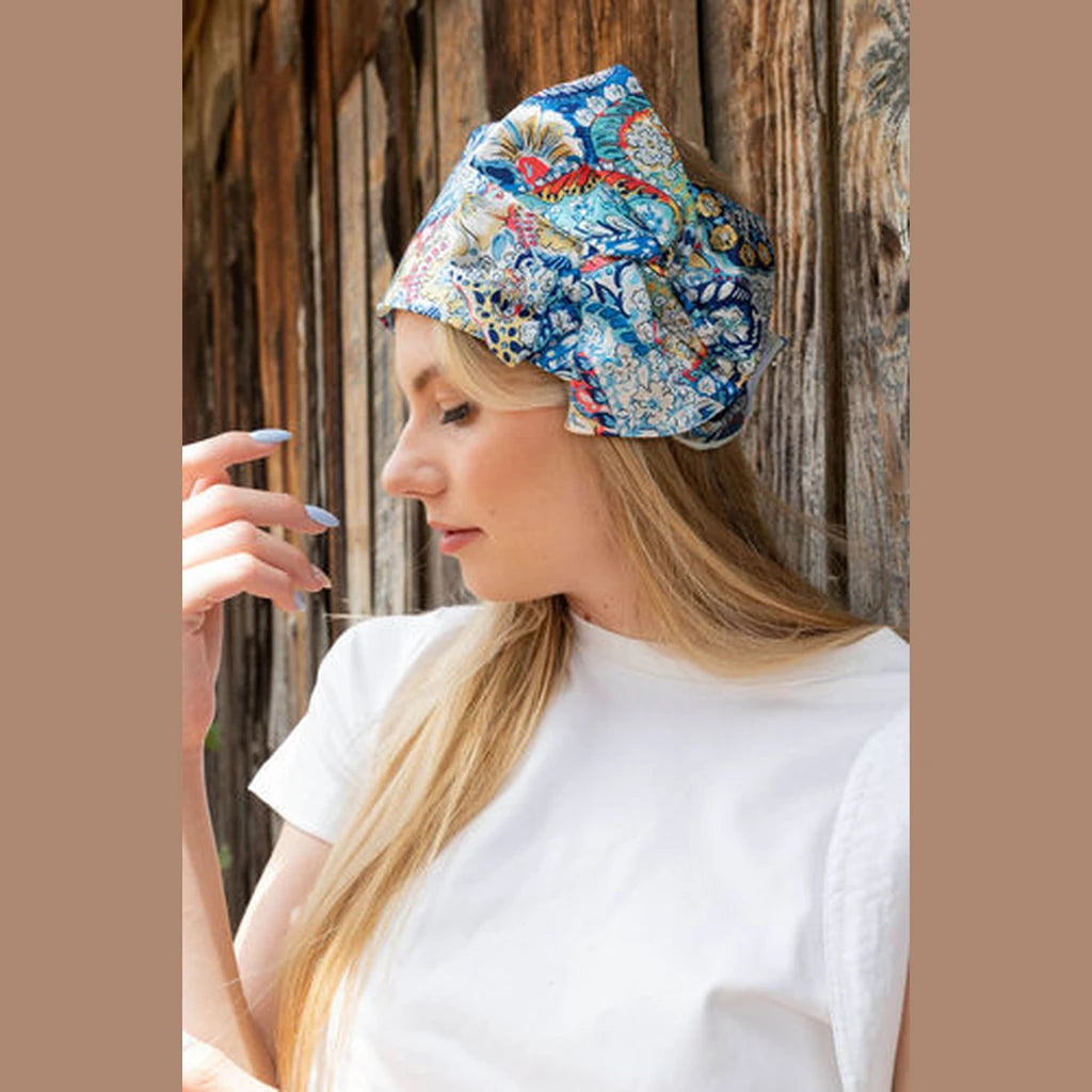 Light Blue Paisley Partial / Full Coverage Headwrap