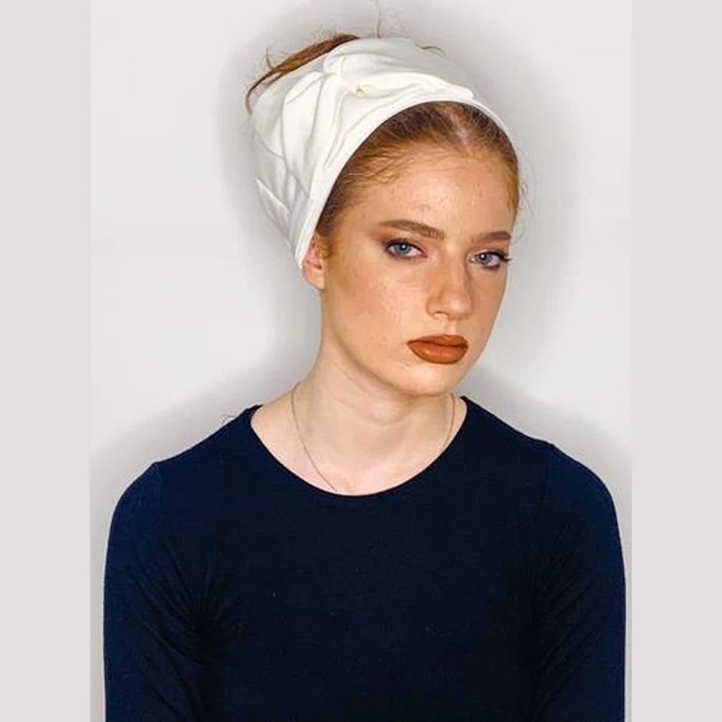 White Solid Partial / Full Coverage Headwrap