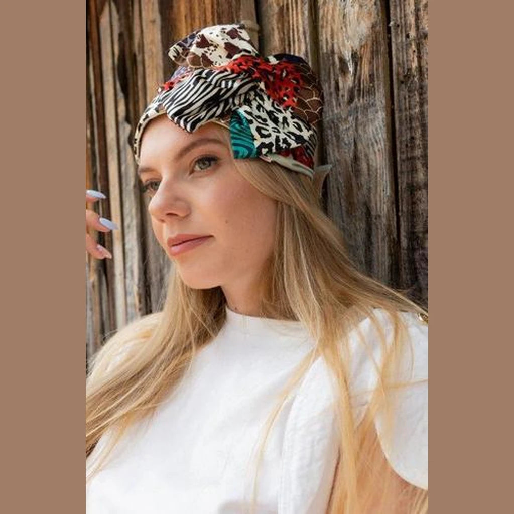 Red Leopard Print Partial / Full Coverage Headwrap