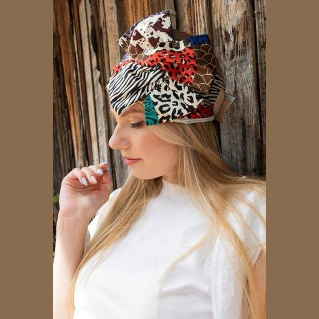 Red Leopard Print Partial / Full Coverage Headwrap