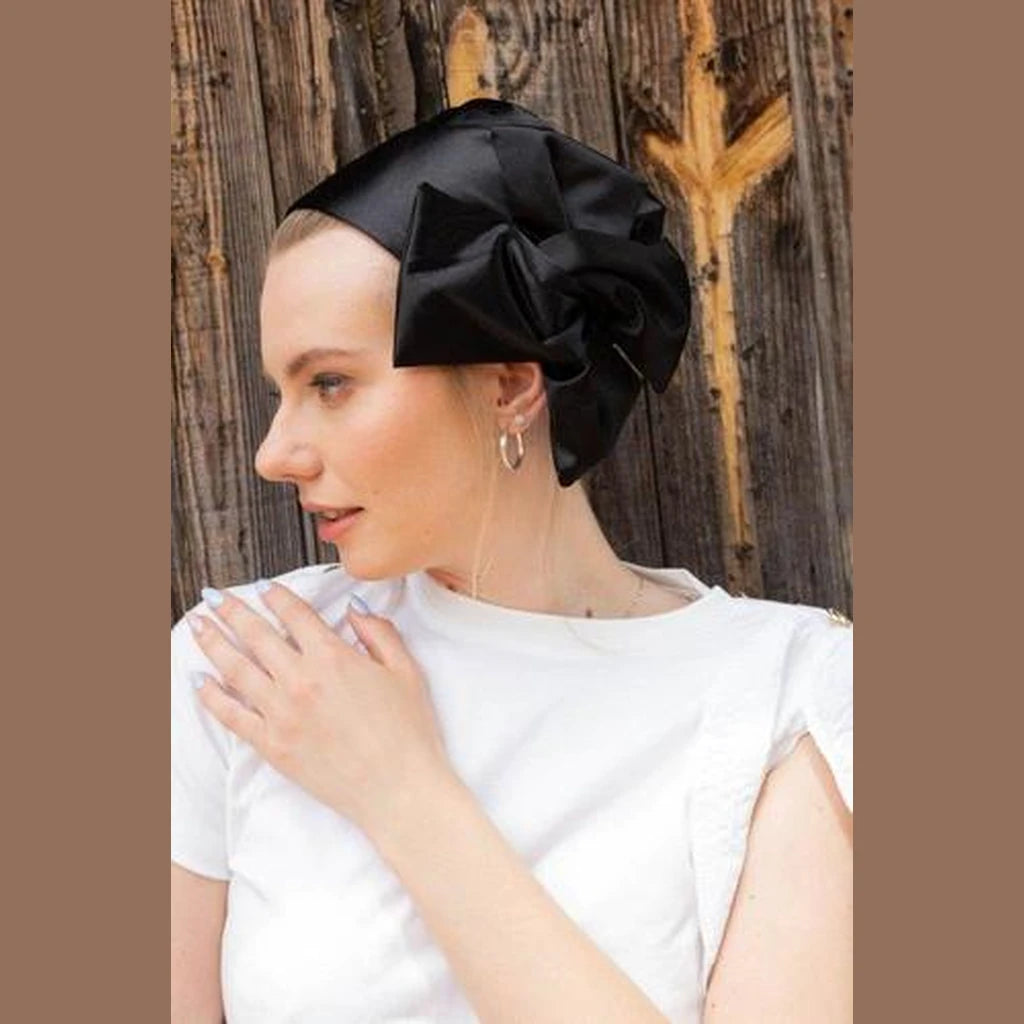 Black Satin Partial / Full Coverage Headwrap