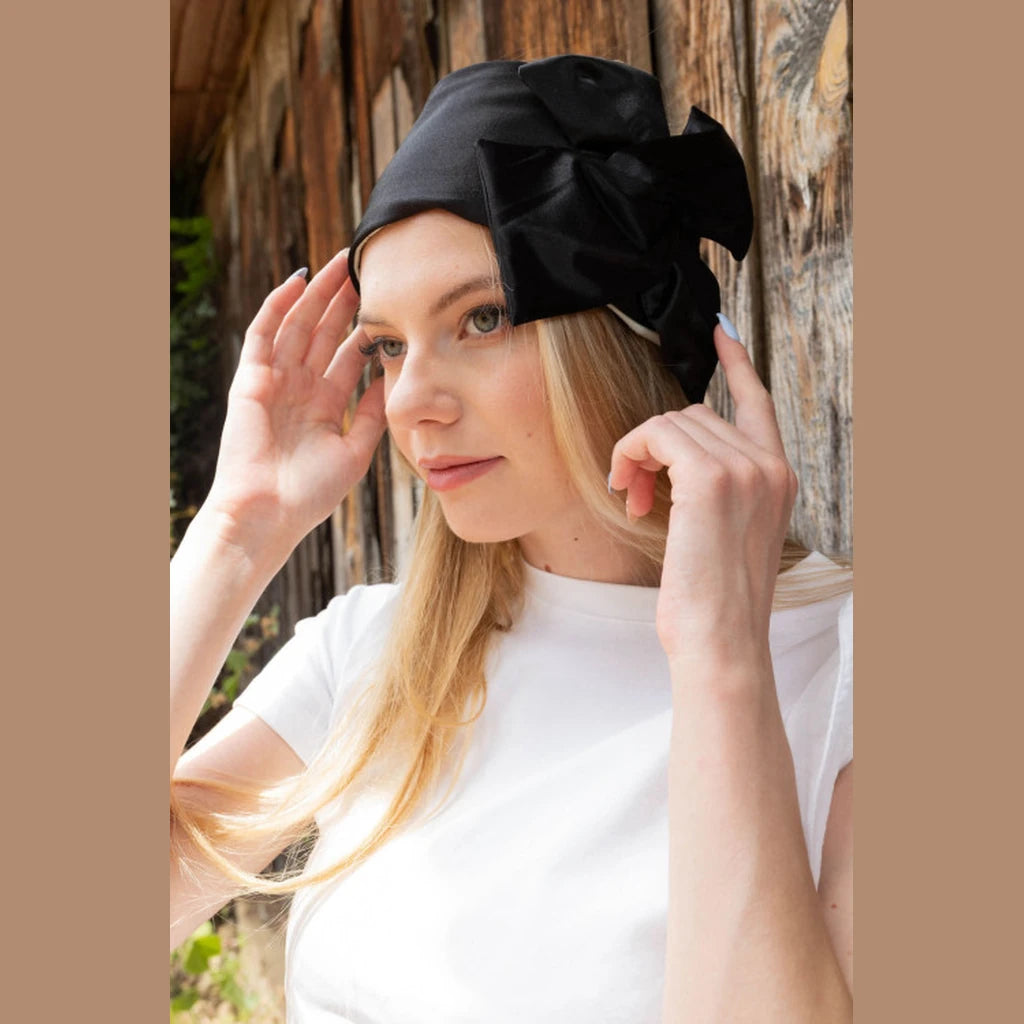 Black Satin Partial / Full Coverage Headwrap