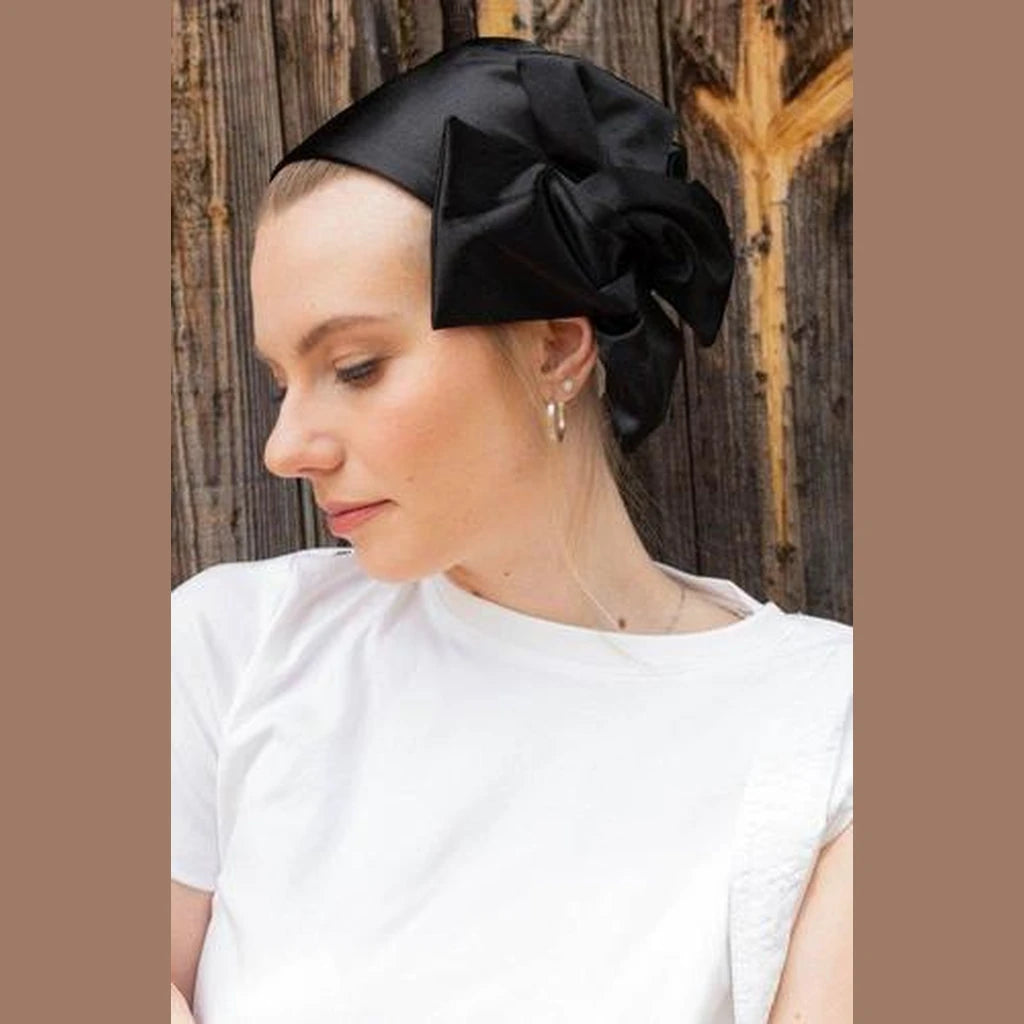 Black Satin Partial / Full Coverage Headwrap