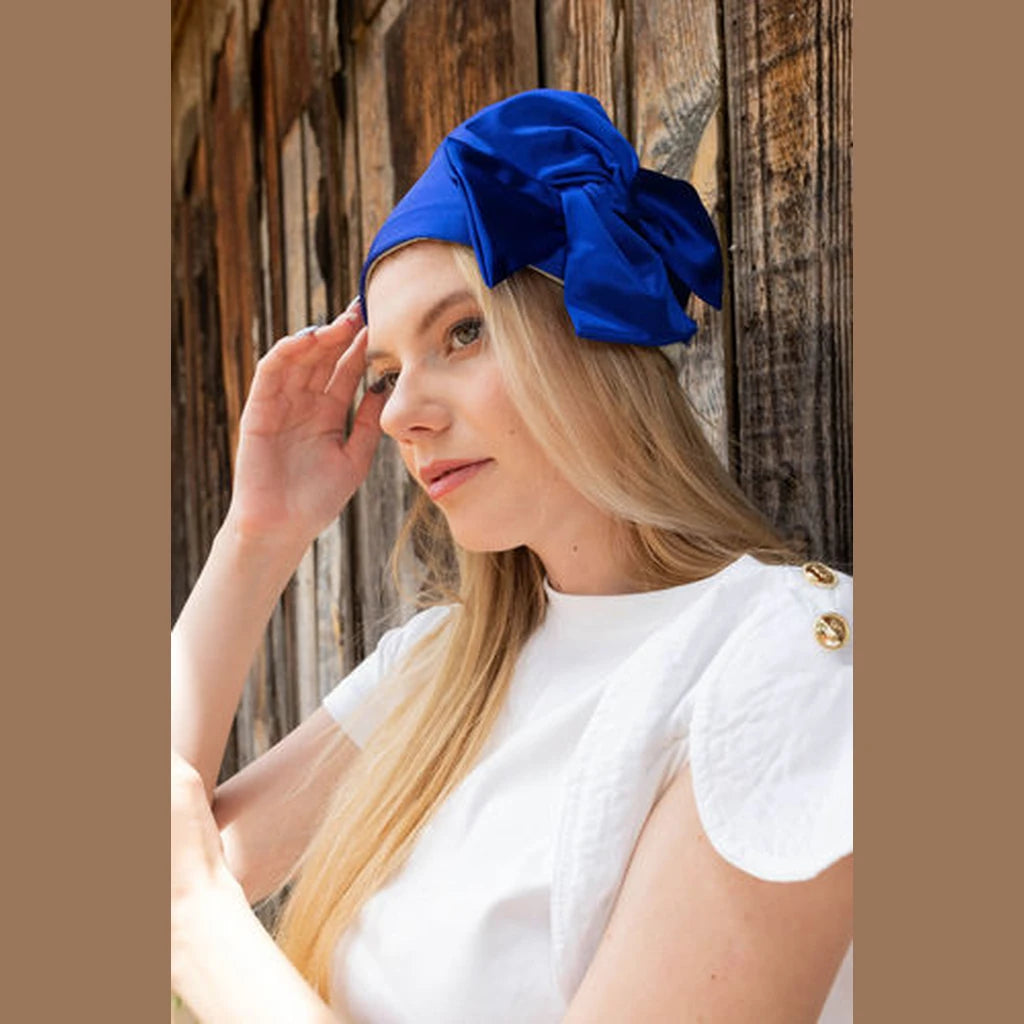 Blue Satin Partial / Full Coverage Headwrap