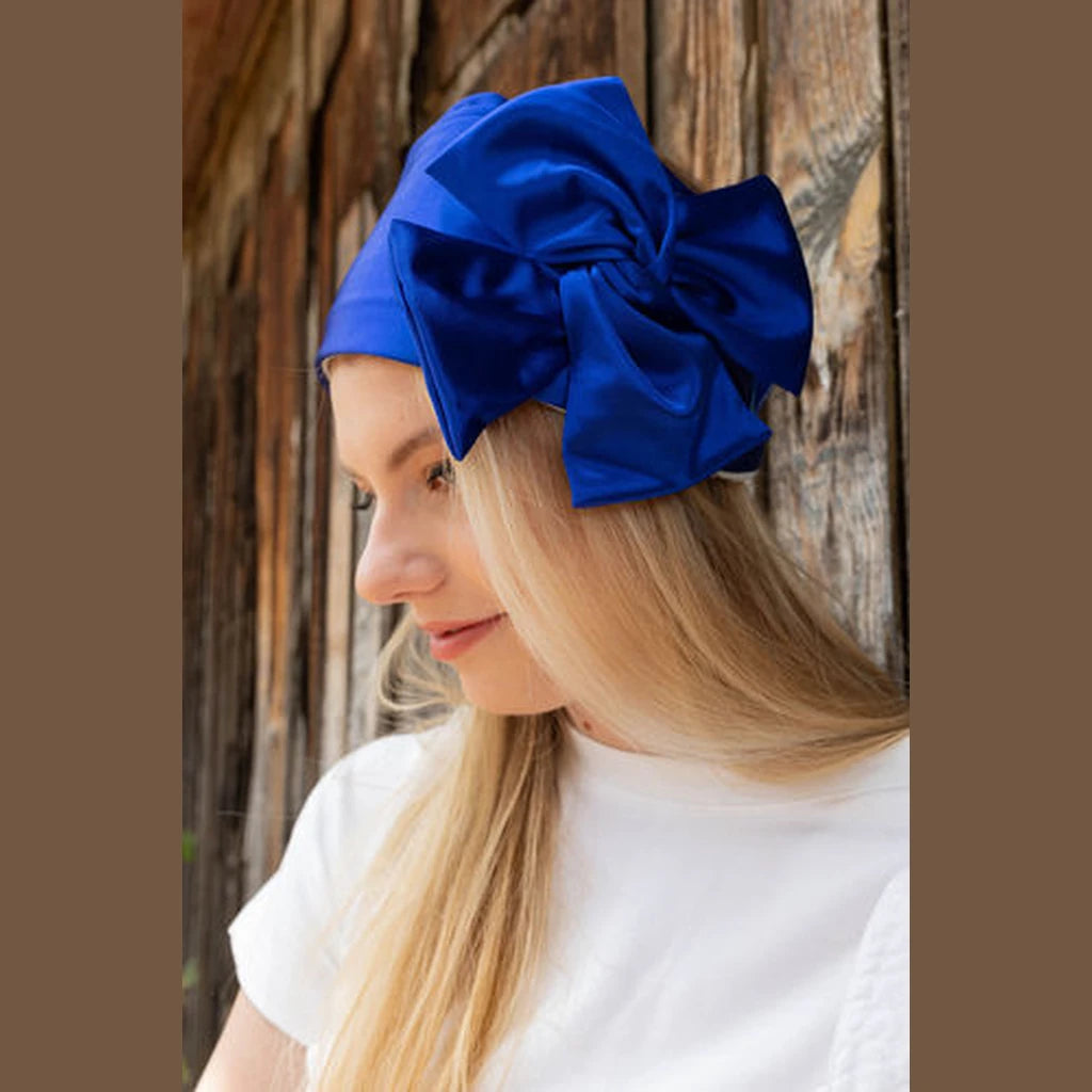 Blue Satin Partial / Full Coverage Headwrap