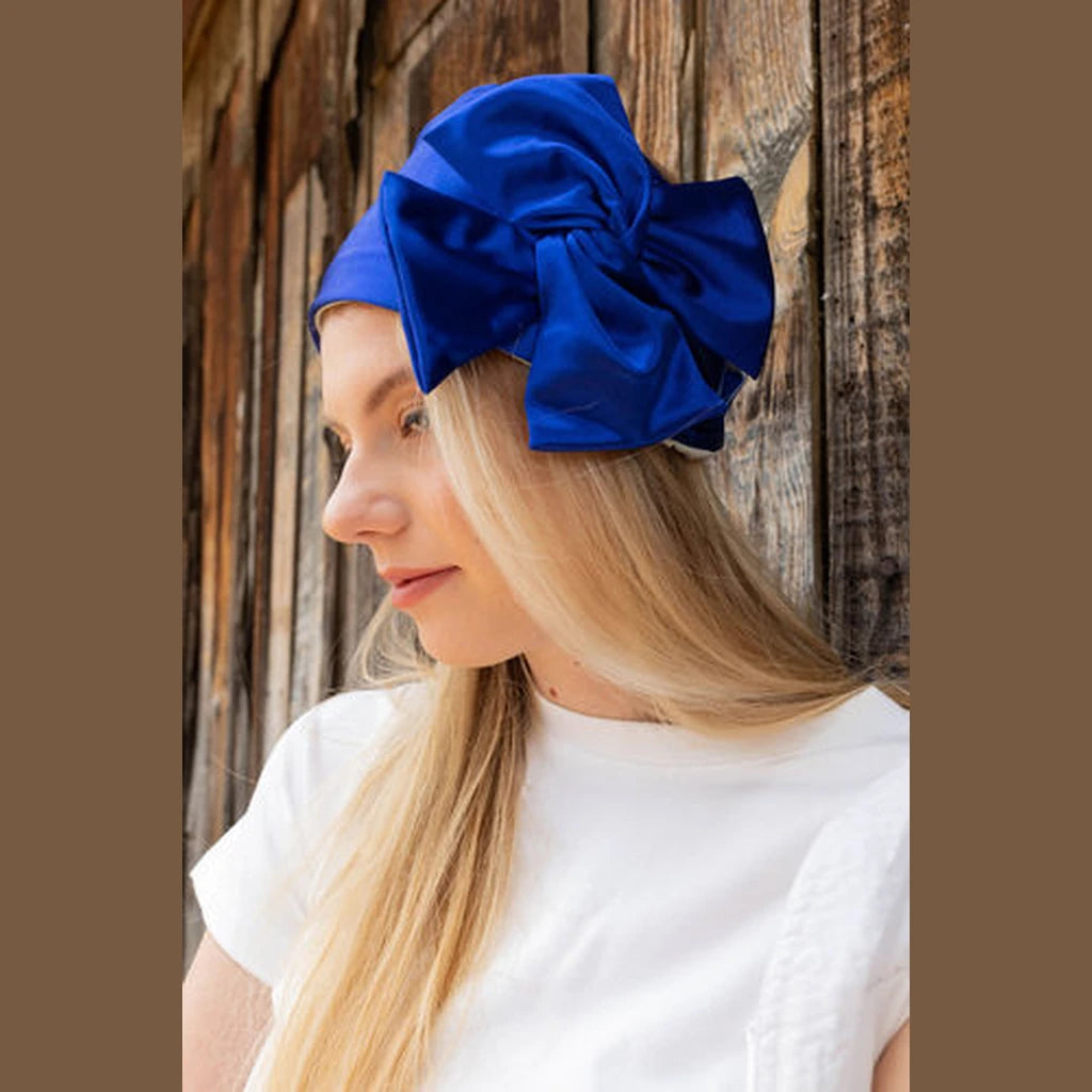 Blue Satin Partial / Full Coverage Headwrap