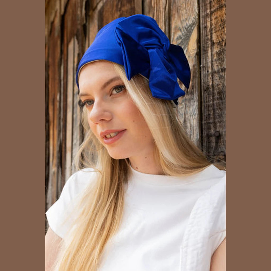 Blue Satin Partial / Full Coverage Headwrap