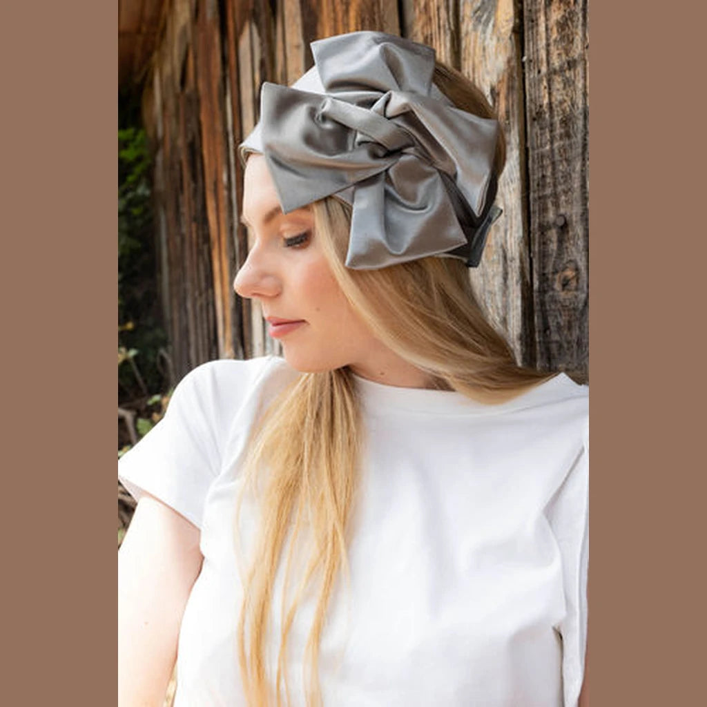 Gray Satin Partial / Full Coverage Headwrap