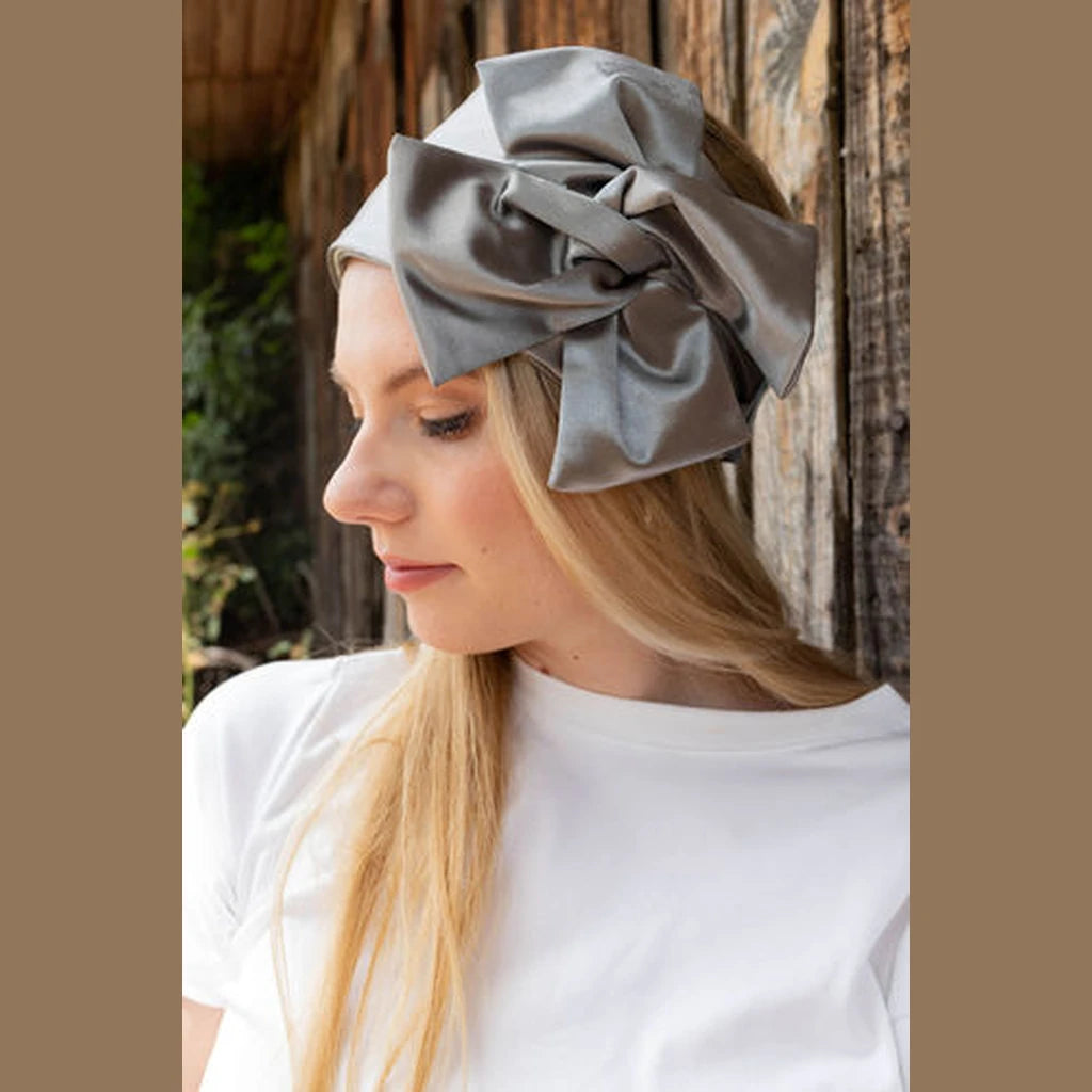 Gray Satin Partial / Full Coverage Headwrap