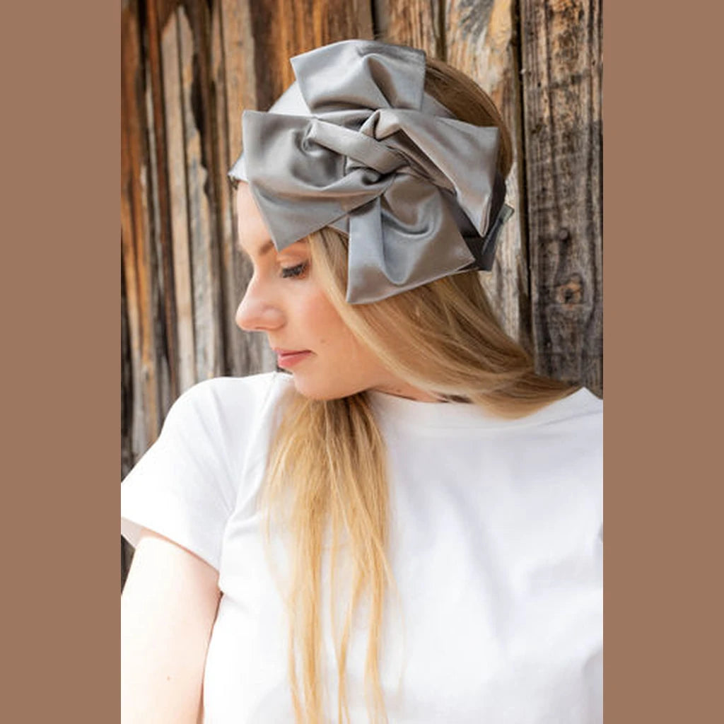 Gray Satin Partial / Full Coverage Headwrap