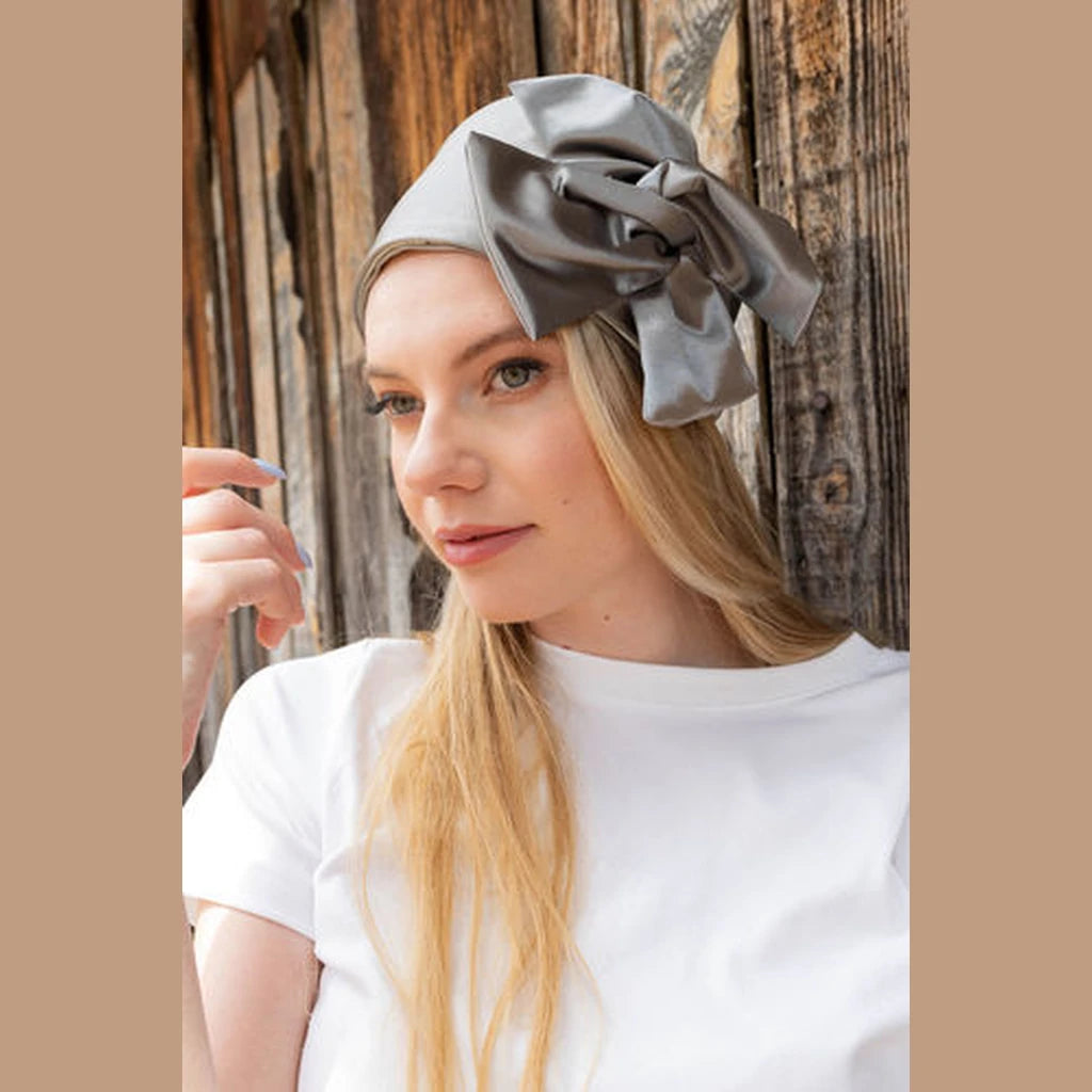 Gray Satin Partial / Full Coverage Headwrap