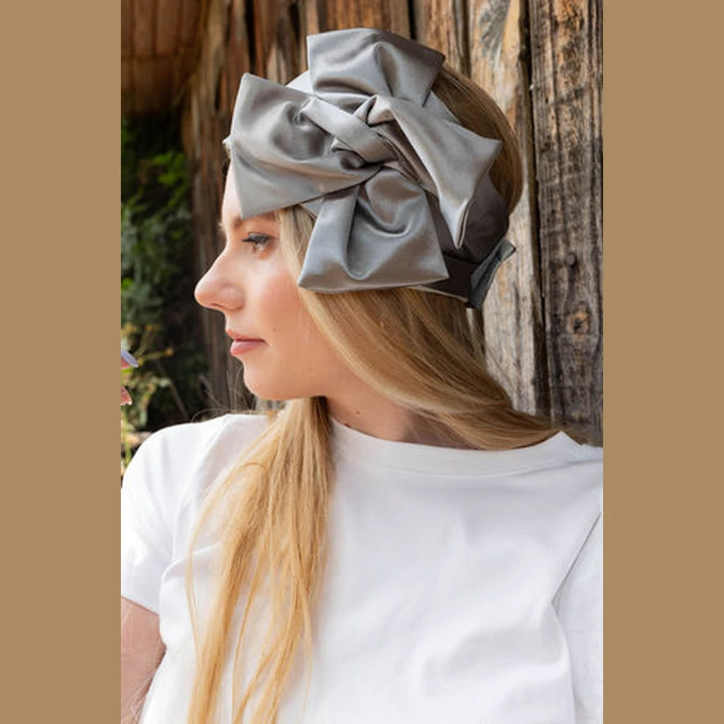 Gray Satin Partial / Full Coverage Headwrap