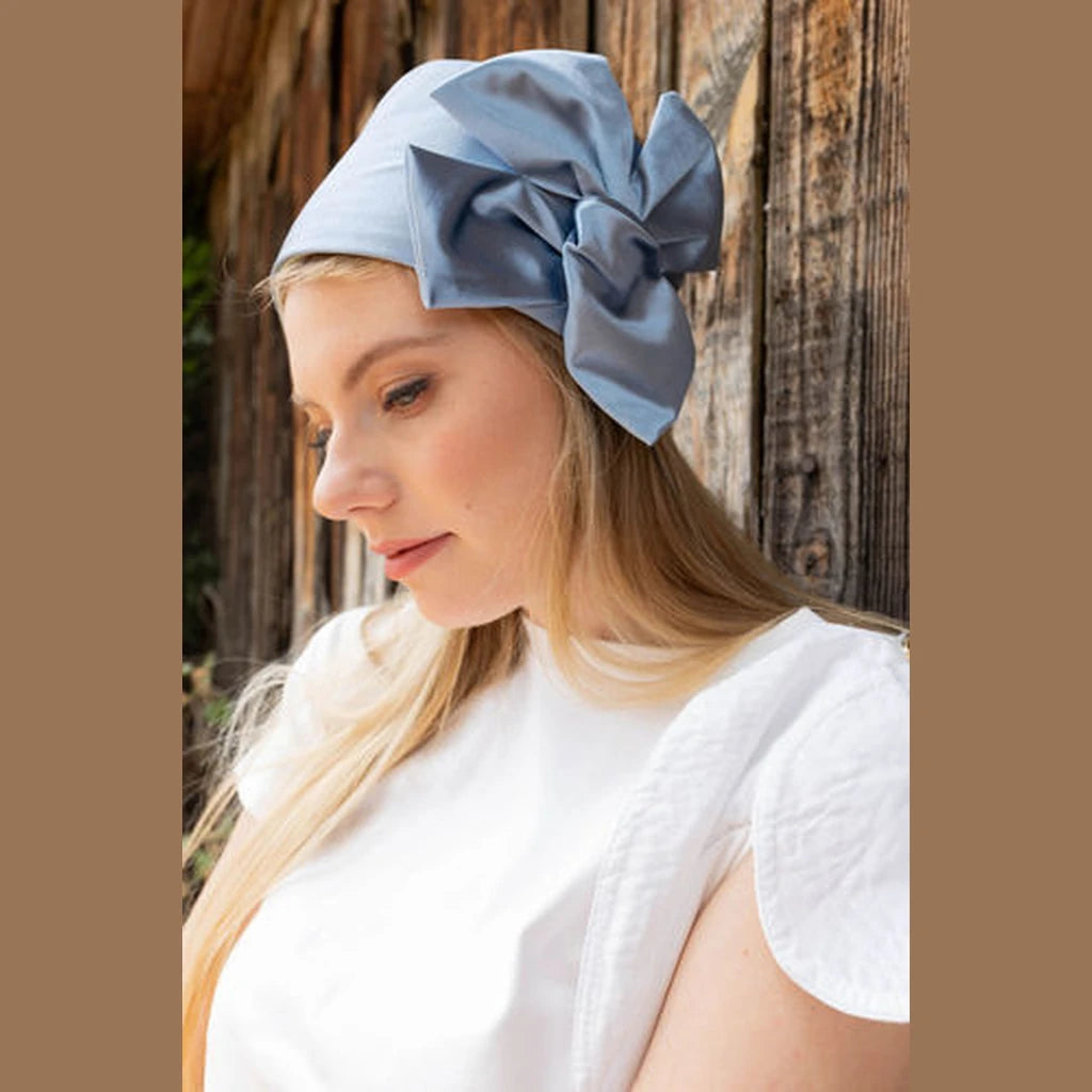 Light Blue Satin Partial / Full Coverage Headwrap