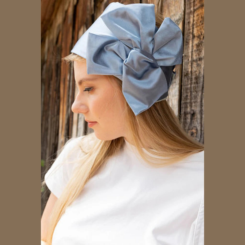 Light Blue Satin Partial / Full Coverage Headwrap