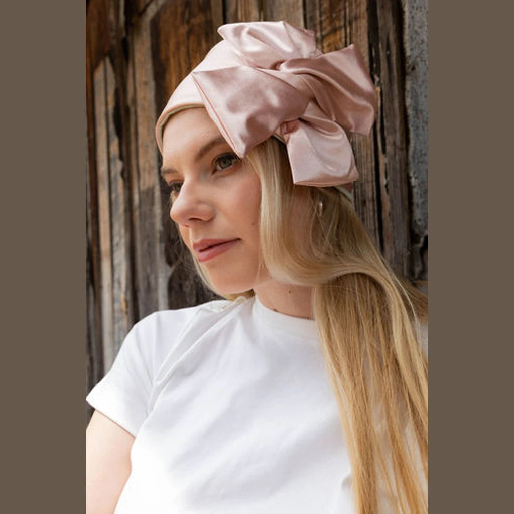 Light Pink Satin Partial / Full Coverage Headwrap
