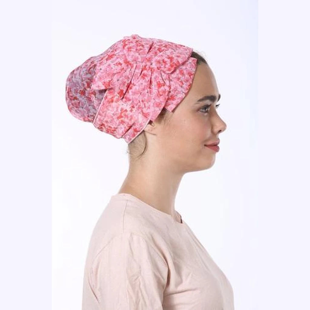 Pink & Red Floral Silk Partial / Full Coverage Headwrap