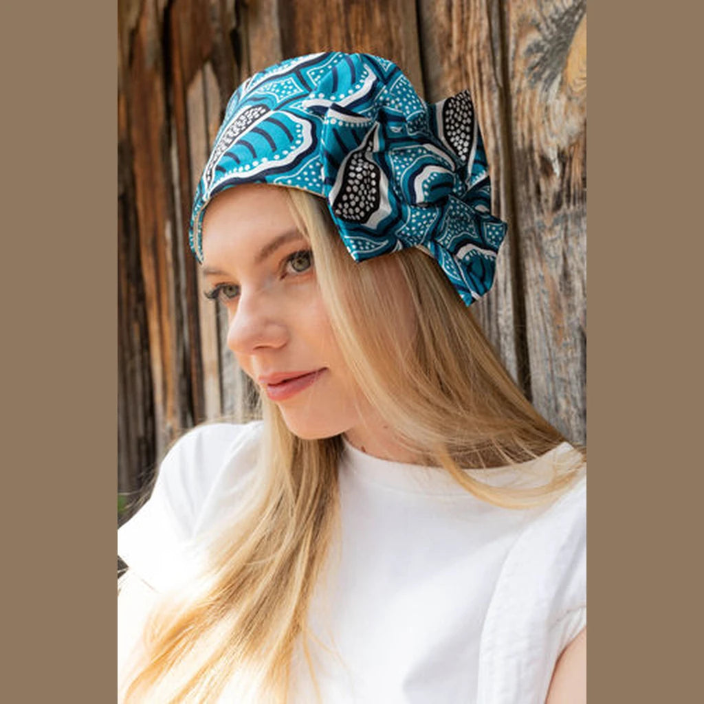 Turquoise Print Partial / Full Coverage Headwrap