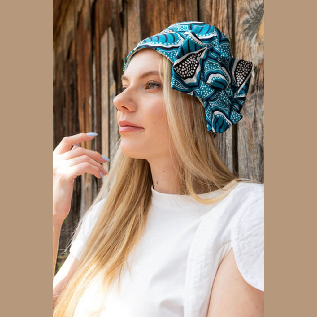 Turquoise Print Partial / Full Coverage Headwrap