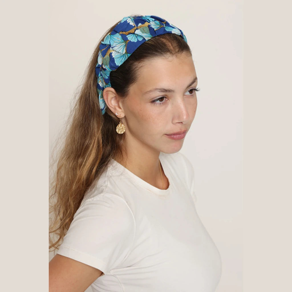 Blue Cotton Bow Headband