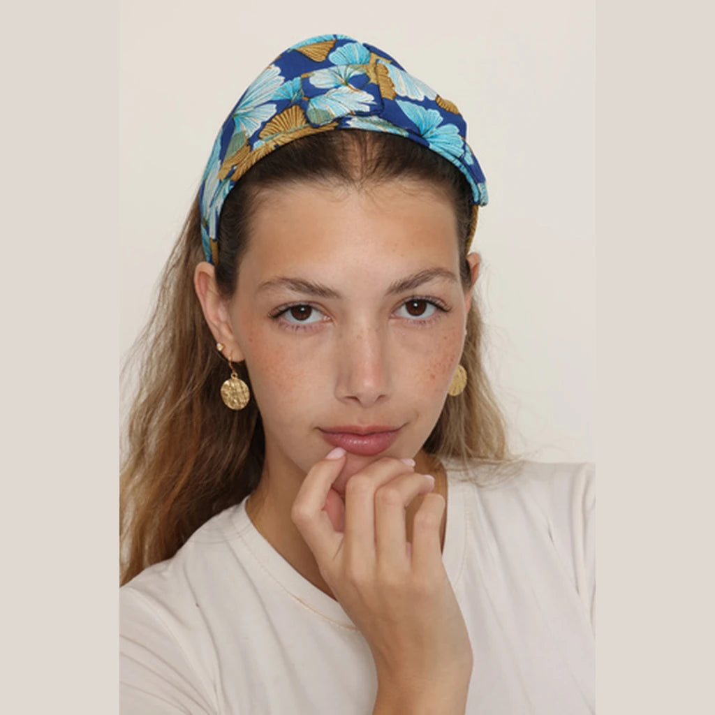 Blue Cotton Bow Headband