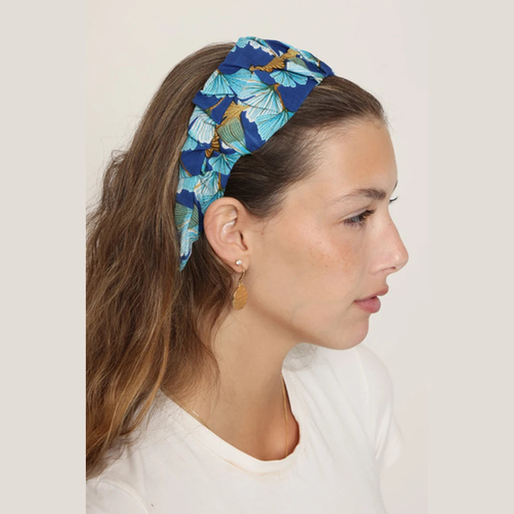 Blue Cotton Bow Headband