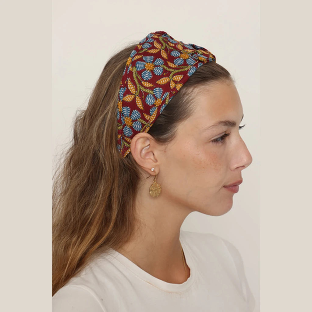 Burgundy Cotton Bow Headband