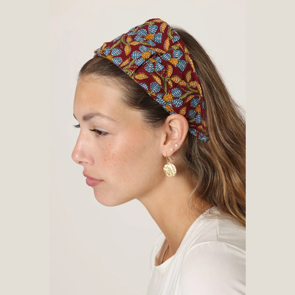 Burgundy Cotton Bow Headband