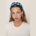 Blue Cotton Ruched Headband