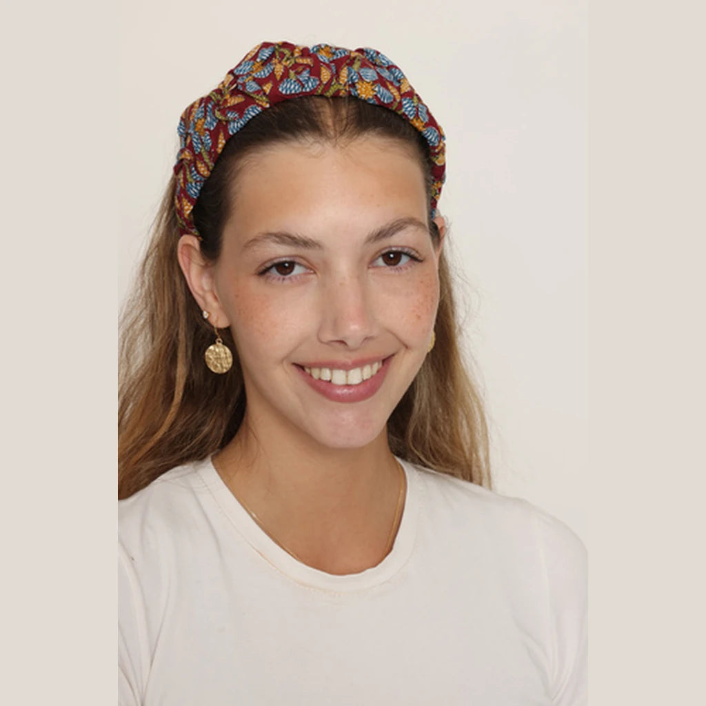 Burgundy Cotton Ruched Headband