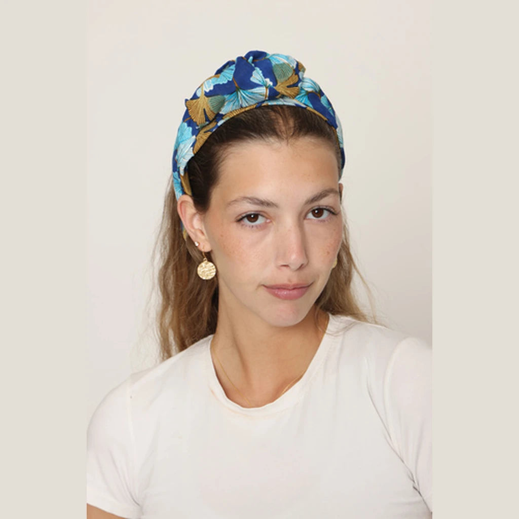 Blue Cotton Turban Headband