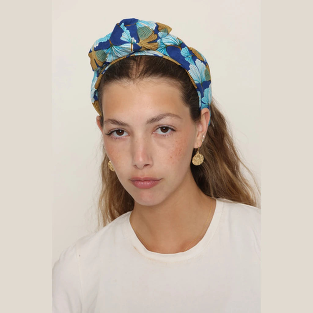 Blue Cotton Turban Headband