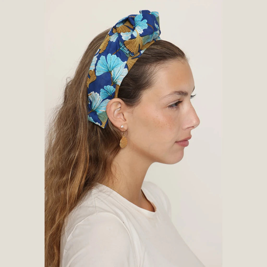 Blue Cotton Turban Headband