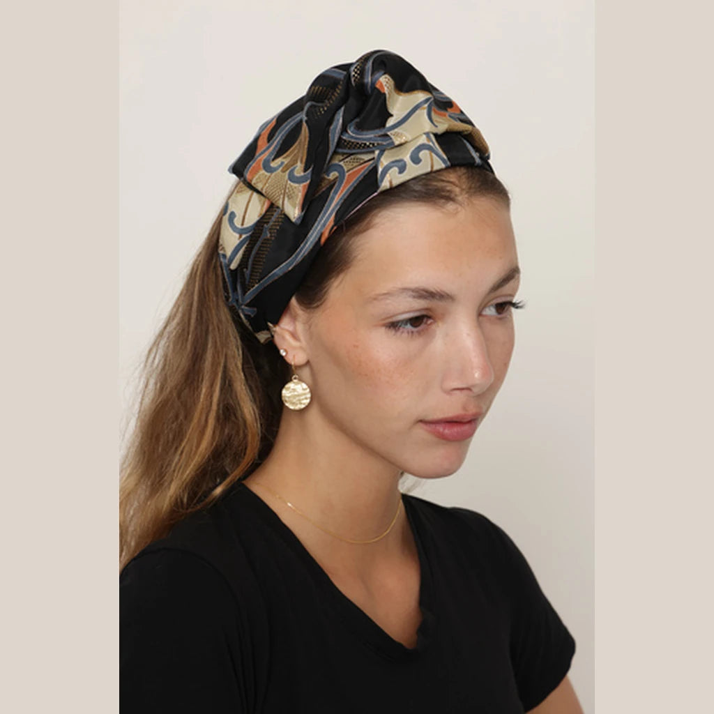 Black & Orange Floral Headwrap
