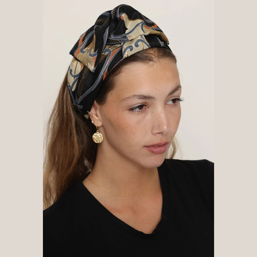 Black & Orange Floral Headwrap