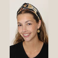 Black Orange Floral Bow Headband
