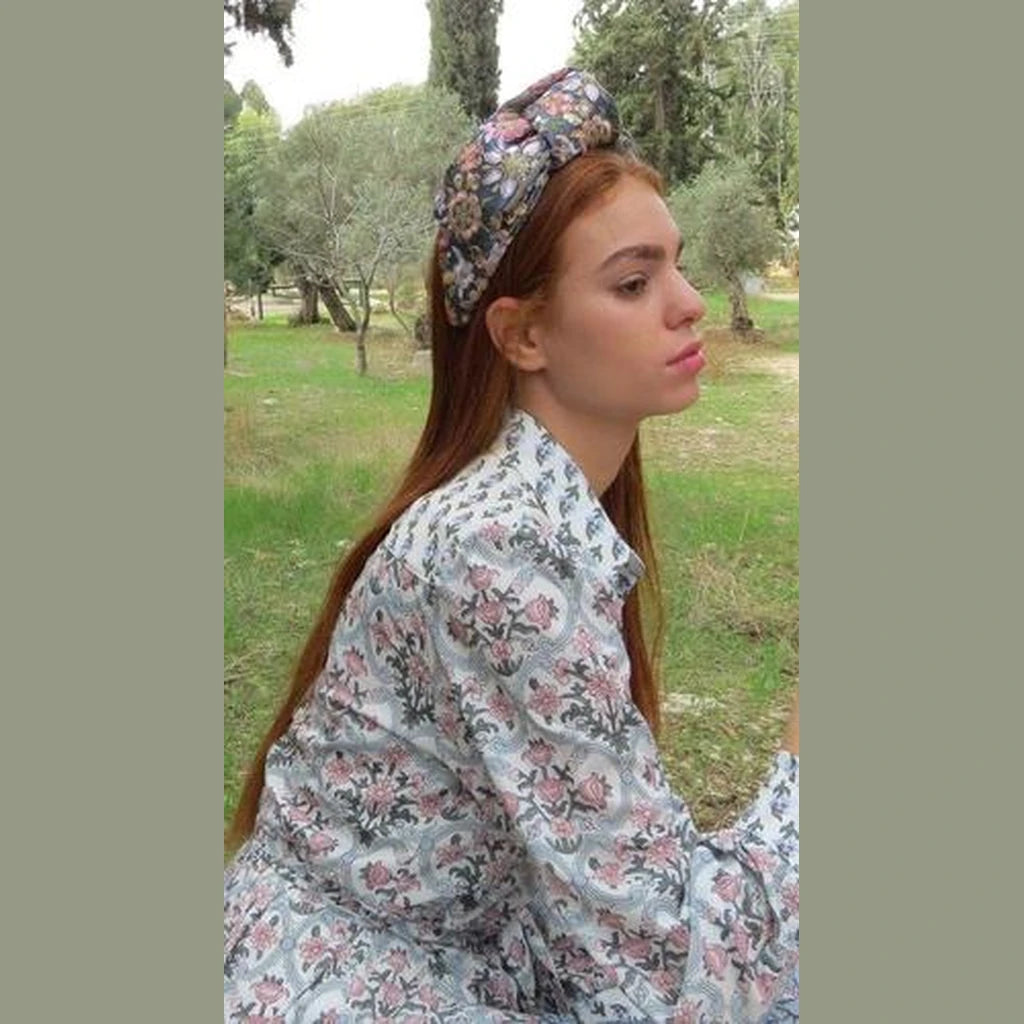 Gray Floral Headband
