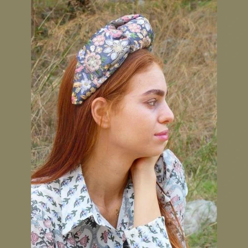 Gray Floral Headband